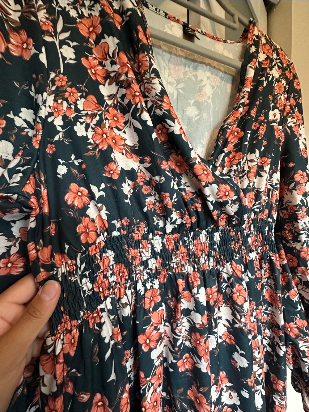 Floral Dress with Rust Blossom Print